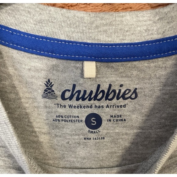 Chubbies Men's T-Shirt Small Gray Short Sleeve Cotton Polyester Checkered Pocket - Picture 2 of 6